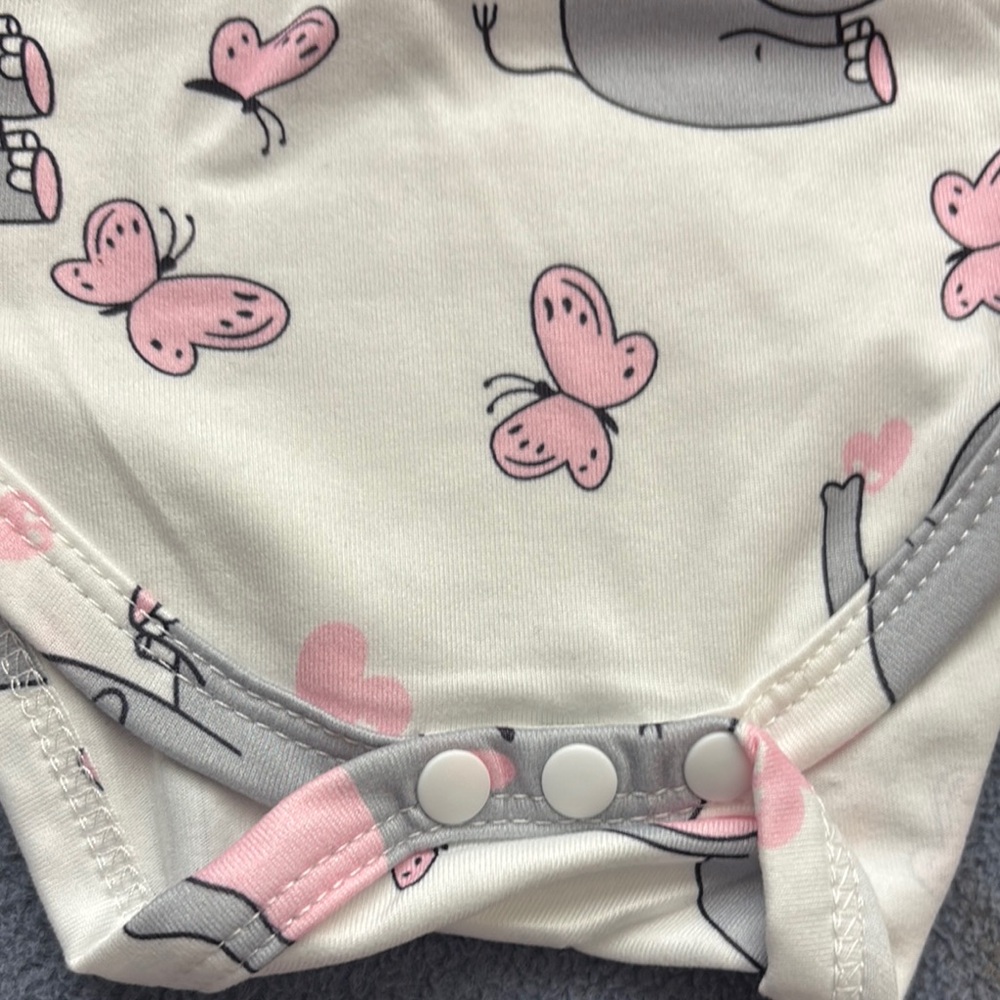 SHEIN Pink and Gray Elephant Bodysuit - Picture 2 of 4